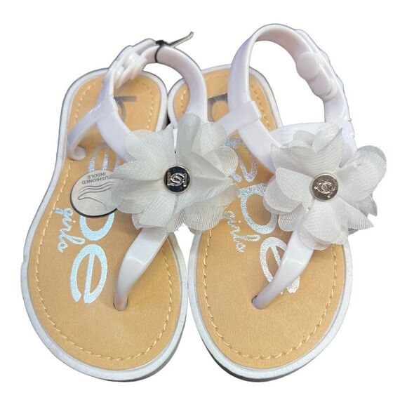 Bebe girls jelly sandals - size 7/8- white Chiffon Flower Girl NWT - Picture 2 of 5